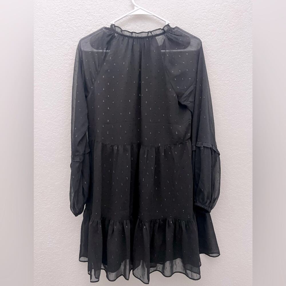 Express Textured Clip Dot Tiered Trapeze Dress XS Office Siren Boardroom Chic - Picture 6 of 6